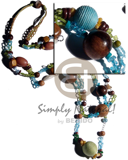 2 layers chained cut glass Glass Beads Necklace