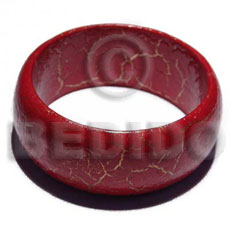 nat. wood bangle in red & gold metallic crackle painting ht=30mm thickness=8mm inner diameter=65mm - Hand Painted Bangles