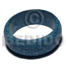 h=30mm thickness=10mm inner diameter=65mm nat. wood bangle in marbled texture brush paint / blue tones - Hand Painted Bangles