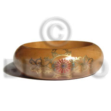 Natural mahogany tone embossed Hand Painted Bangles