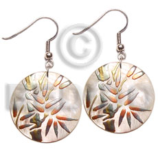 35mm round hammershell   embossed handpainted design - Hand Painted Earrings