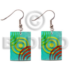 35mm x 25mm rectangular blue Hand Painted Earrings