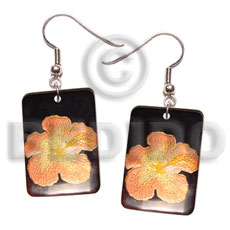 35mm x 25mm rectangular blacktab Hand Painted Earrings