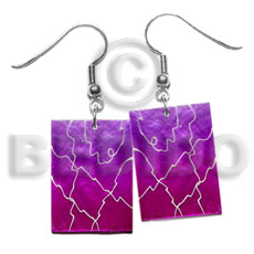 35mm x 25mm capiz pink/lavender rectangular 2 tone graduated   webbing - Hand Painted Earrings