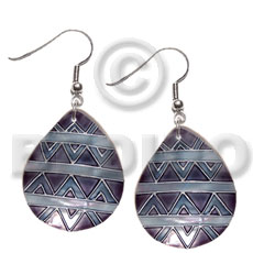 Dangling 35mmx30mm teardrop kabibe shell Hand Painted Earrings