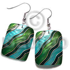 Dangling 35mmx30mm rectangular kabibe shell Hand Painted Earrings