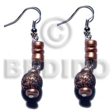 hand made Dangling wood beads and 4-5mm Hand Painted Earrings