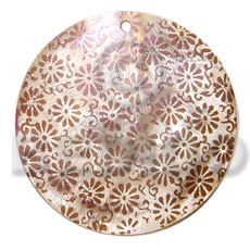 Round 40mm hammershell handpainted Hand Painted Pendants
