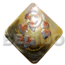 hand made Square 40mm blacklip handpainted Hand Painted Pendants