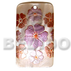 hand made Rectangular 40mm hammershell handpainted Hand Painted Pendants