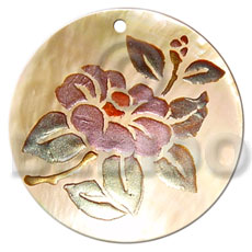 hand made Round 40mm mop handpainted Hand Painted Pendants