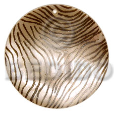 round 40mm hammershell  zebra/ embossed handpainted design - hand painted using japanese materials in the form of maki-e art a traditional japanese form of hand painting - Hand Painted Pendants