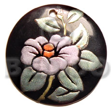 hand made Round 40mm black tab Hand Painted Pendants
