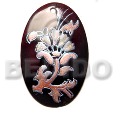 Oval black tab 40mm Hand Painted Pendants