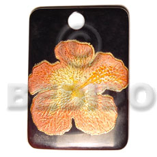 Rectangular black tab 40mm Hand Painted Pendants