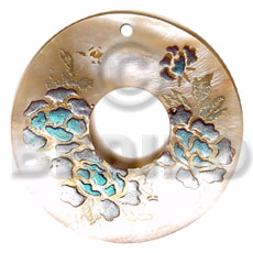 Round 50mm kabibe shell Hand Painted Pendants