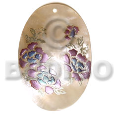 Oval 50mm kabibe shell Hand Painted Pendants