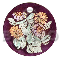 Round 40mm hammershell velvet Hand Painted Pendants