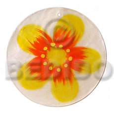 hand made Round natural 50mm capiz shell Hand Painted Pendants