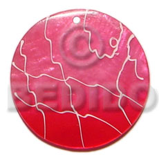 35mm round graduated pink capiz Hand Painted Pendants