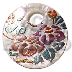 Round 40mm hammershell Hand Painted Pendants