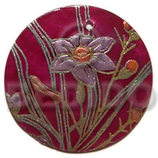 Round 40mm wine colored Hand Painted Pendants