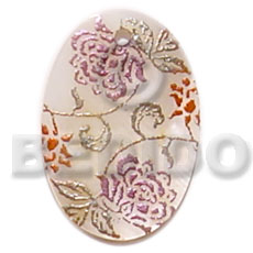 Oval 35mm kabibe shell Hand Painted Pendants