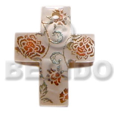 40mm cross hammershell Hand Painted Pendants