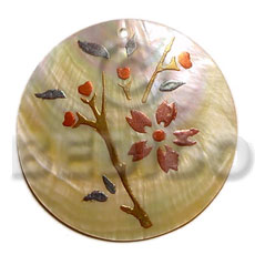 hand made Round 40mm mop handpainted Hand Painted Pendants