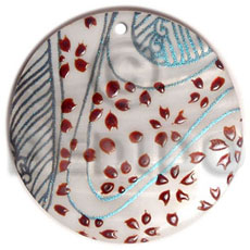 hand made Round 40mm hammershell handpainted Hand Painted Pendants