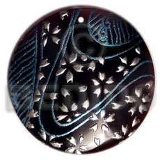 hand made Round 40mm blacktab handpainted Hand Painted Pendants