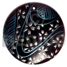 Round 40mm blacktab handpainted Hand Painted Pendants