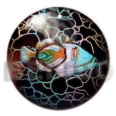 Round 40mm blacktab handpainted Hand Painted Pendants