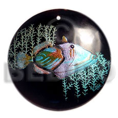 hand made Round 40mm blacktab handpainted Hand Painted Pendants