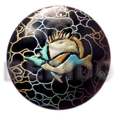 Round 40mm blacktab handpainted Hand Painted Pendants