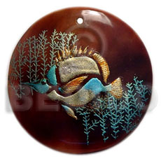 hand made Round 40mm blacktab handpainted Hand Painted Pendants