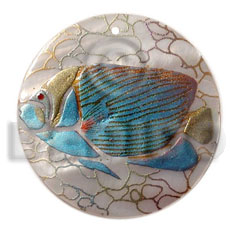 Round 40mm hammershell handpainted Hand Painted Pendants