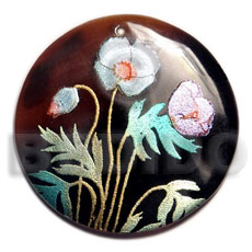 Round 40mm blacktab handpainted Hand Painted Pendants