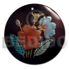 Round 40mm blacktab handpainted Hand Painted Pendants