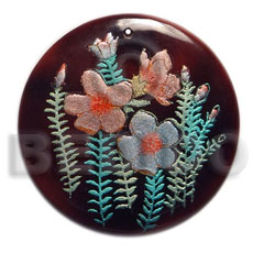 hand made Round 40mm blacktab handpainted Hand Painted Pendants