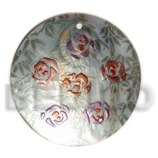 hand made Round 40mm mint green hammershell Hand Painted Pendants