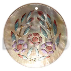 Round 40mm mop handpainted Hand Painted Pendants