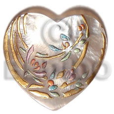 Heart 45mm hammershell handpainted Hand Painted Pendants