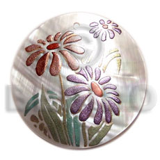 Round 50mm kabibe shell Hand Painted Pendants