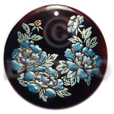 Round 40mm blacktab handpainted Hand Painted Pendants