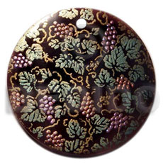 Round 40mm blacktab handpainted Hand Painted Pendants