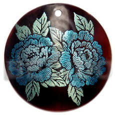 Round 40mm blacktab handpainted Hand Painted Pendants