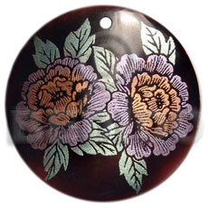 Round 40mm blacktab handpainted Hand Painted Pendants