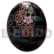 Oval 45mm blacktab handpainted Hand Painted Pendants