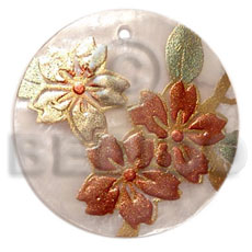 hand made Round 40mm hammershell handpainted Hand Painted Pendants